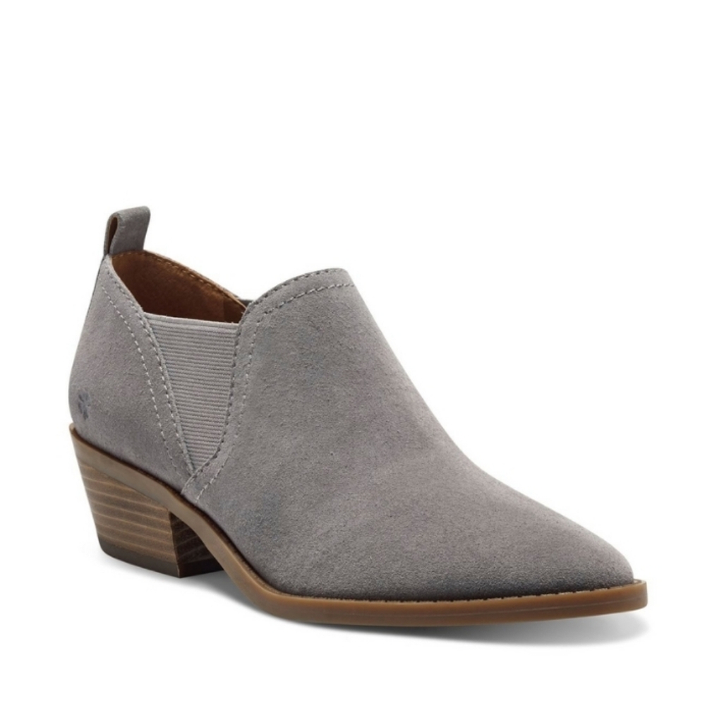 Lucky Brand Womens Suede Leather Upper Almond Toe Frankela Bootie Size:6M Gray